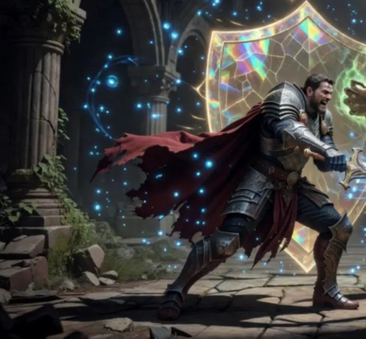 Battle scene highlighting buff and debuff status effects during a loop encounter